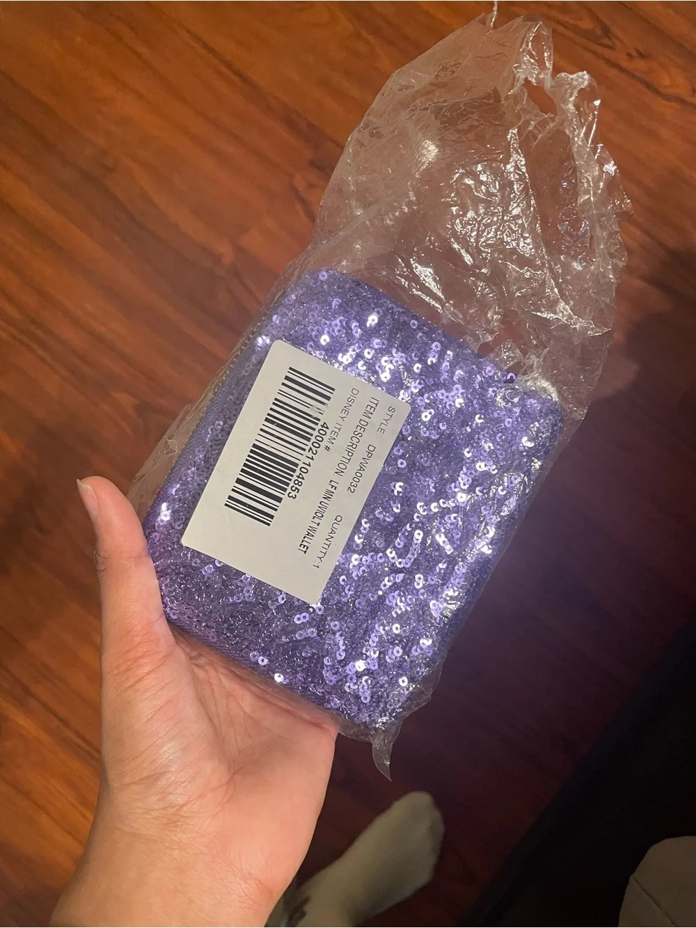Loungefly Purple Sequin Zip Wallet with Disney Parks Plaque